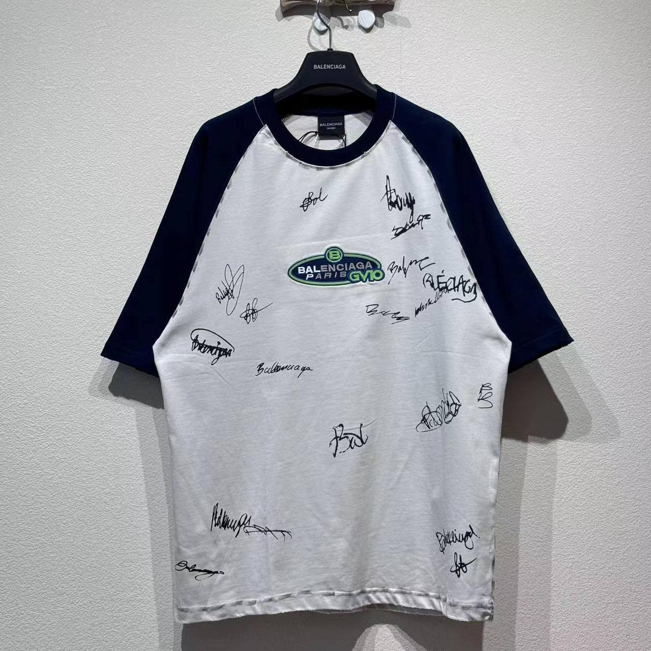 Balenciaga Banana Raglan Oversized T-Shirt In Dirty White And Blue Dry Jersey - DesignerGu