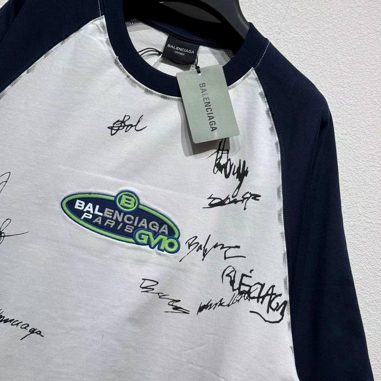 Balenciaga Banana Raglan Oversized T-Shirt In Dirty White And Blue Dry Jersey - DesignerGu