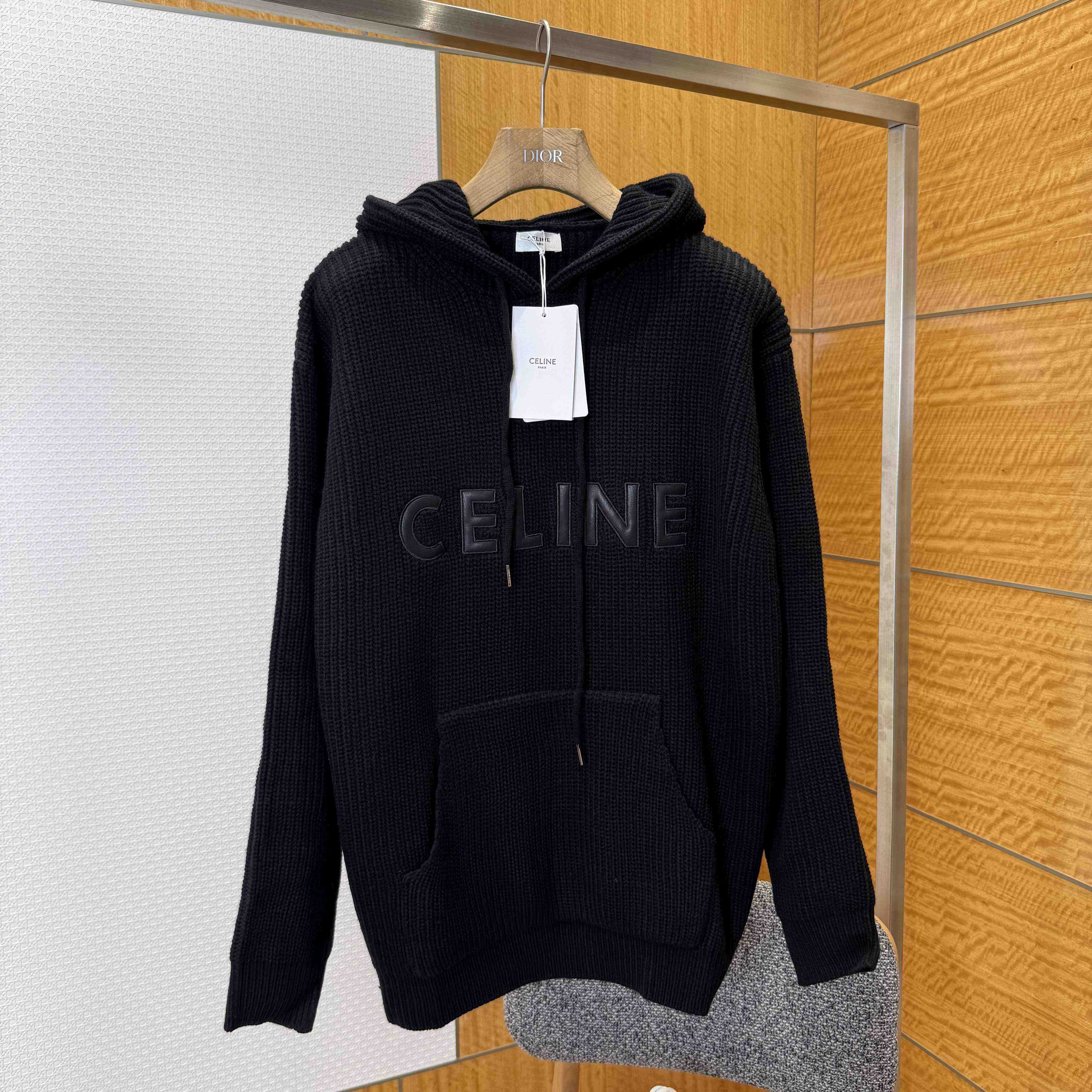 Celine Hooded Sweater In Monochromic Wool Celine Hooded Sweater In Monochromic Wool - DesignerGu