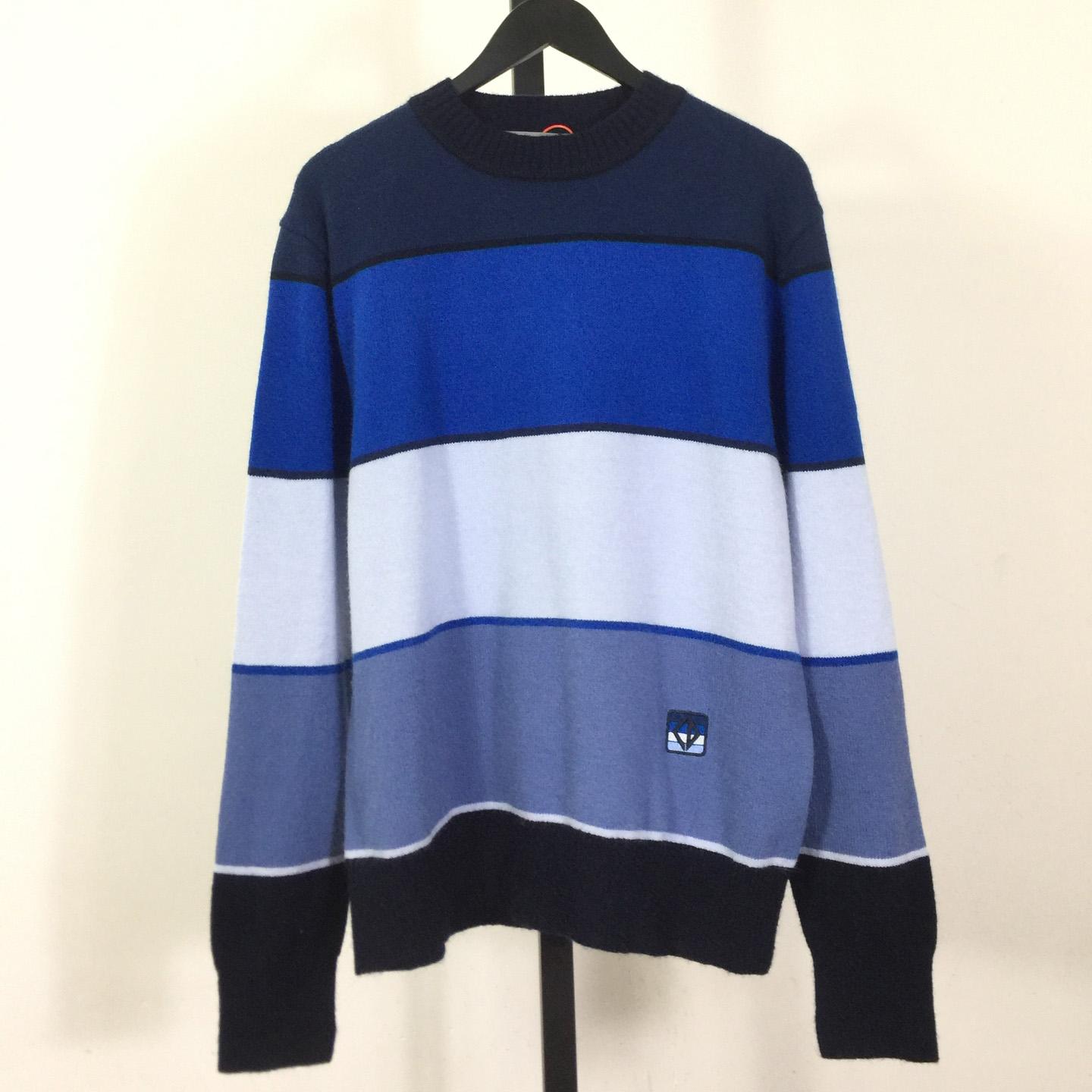 Dior CD Diamond Sweater Blue Cashmere and Cotton Jersey Dior CD Diamond Sweater Blue Cashmere and Cotton Jersey - DesignerGu