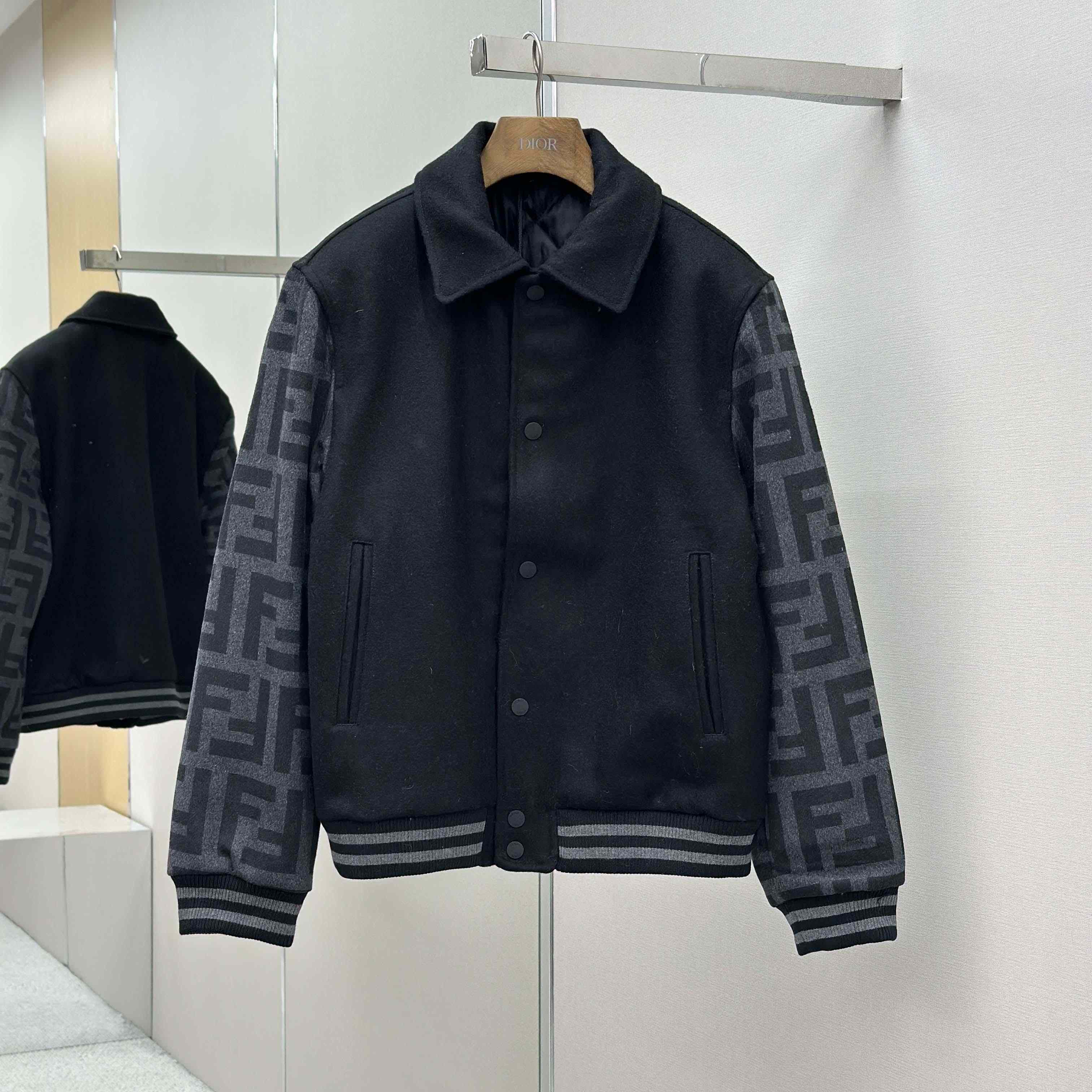 Fendi Black Wool Bomber Jacket Fendi Black Wool Bomber Jacket - DesignerGu