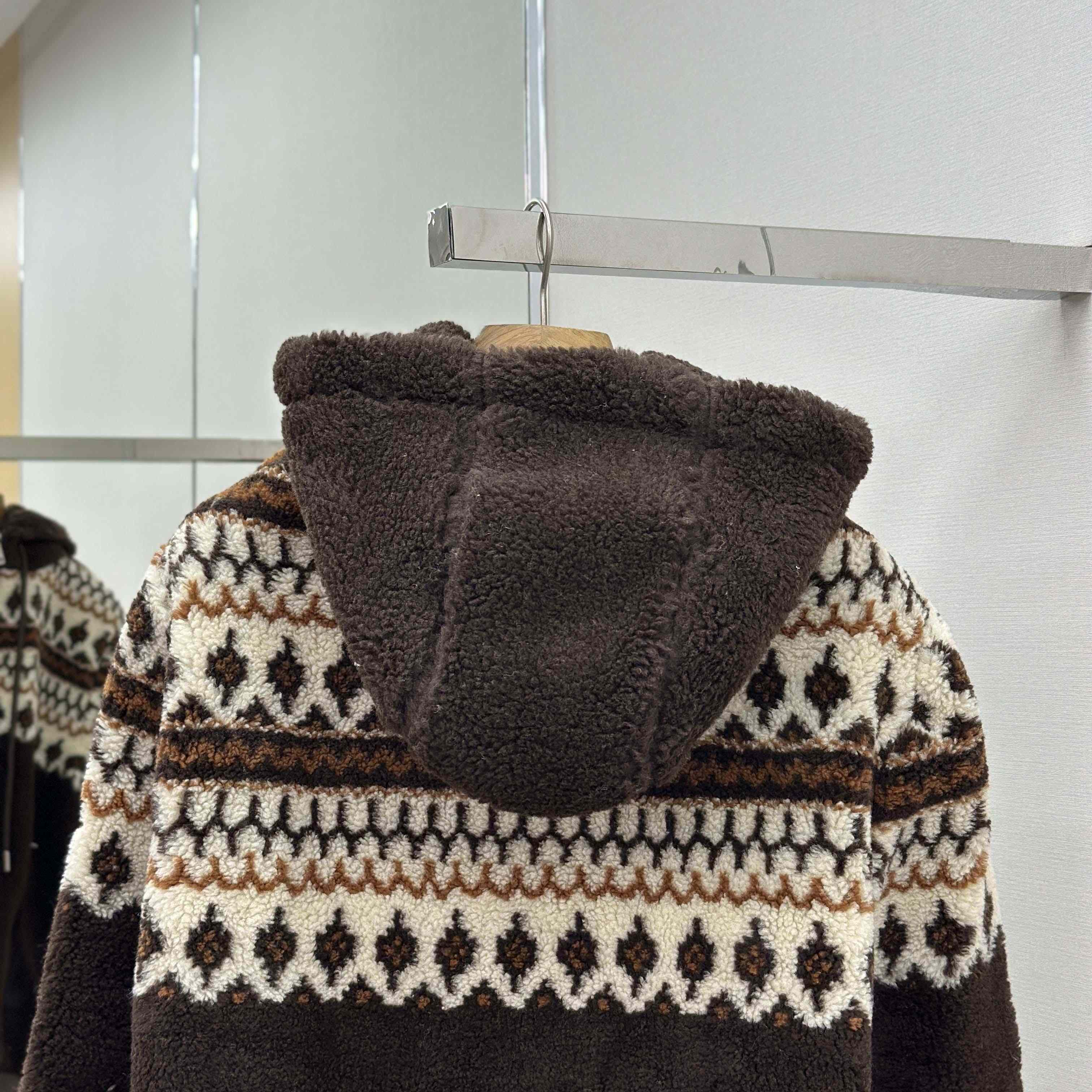 Moncler Geometric Jacquard Wool Blend Hoodie - DesignerGu