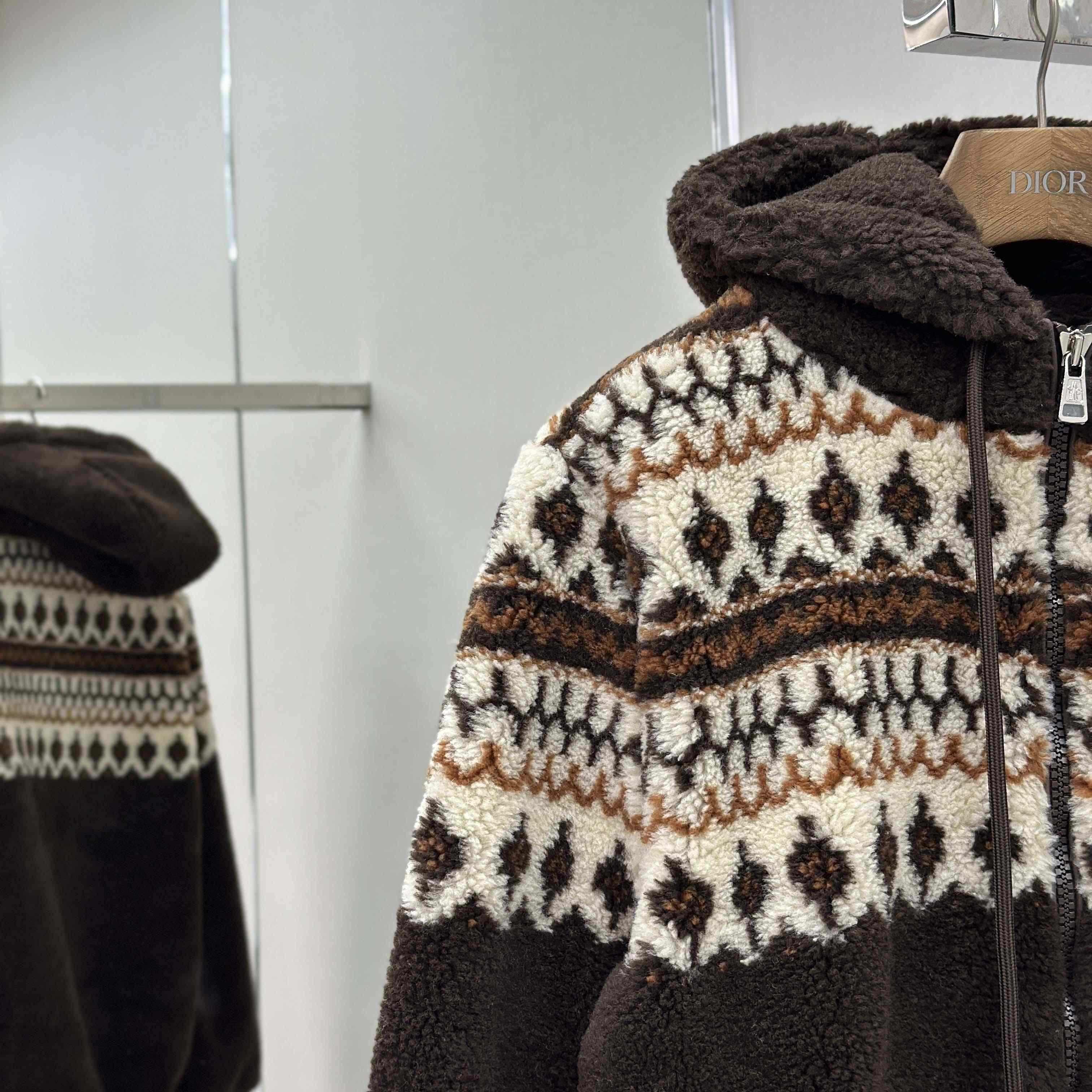 Moncler Geometric Jacquard Wool Blend Hoodie - DesignerGu