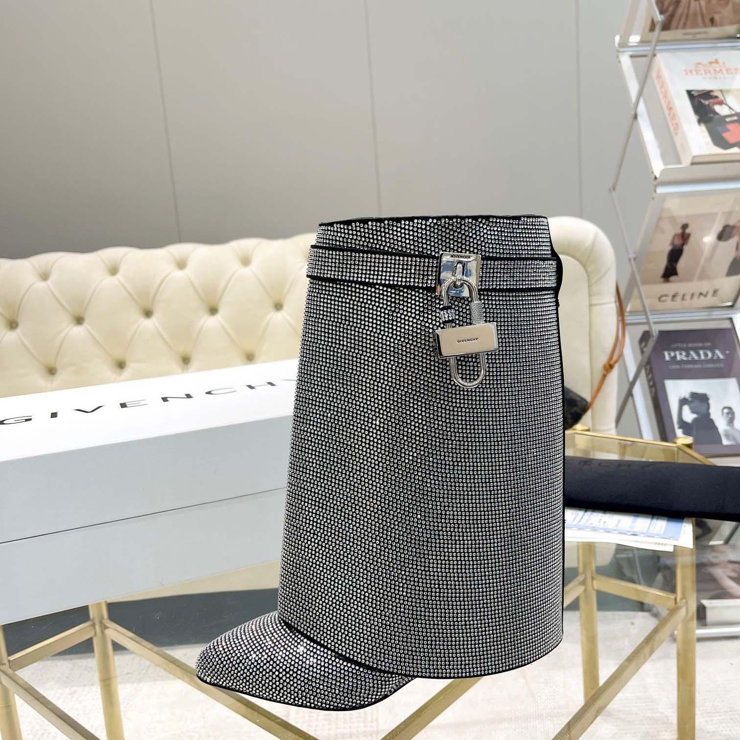 Givenchy Shark Lock Leather Knee-high Boots - DesignerGu