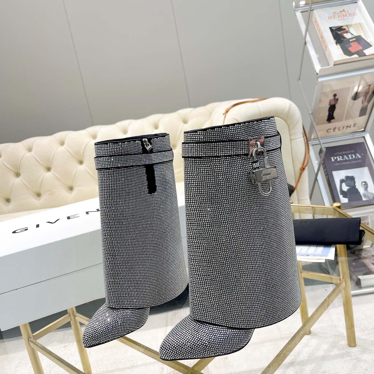 Givenchy Shark Lock Leather Knee-high Boots - DesignerGu