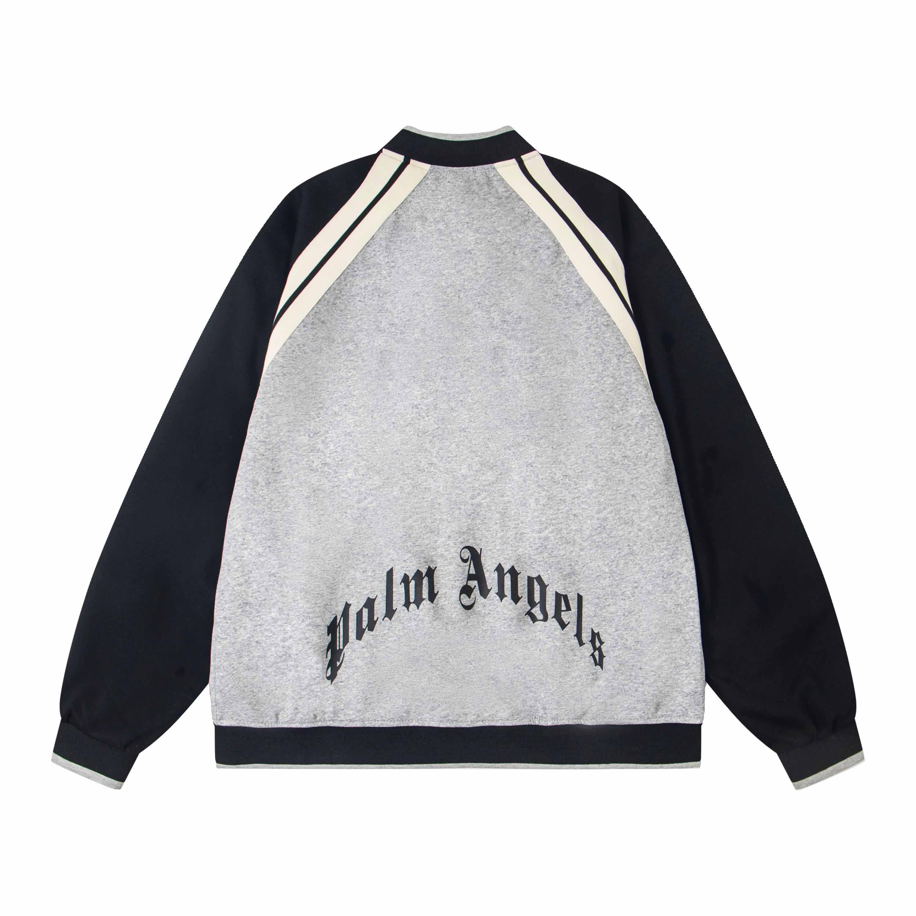 Palm Angels Curved Logo Track Varsity Jacket - DesignerGu