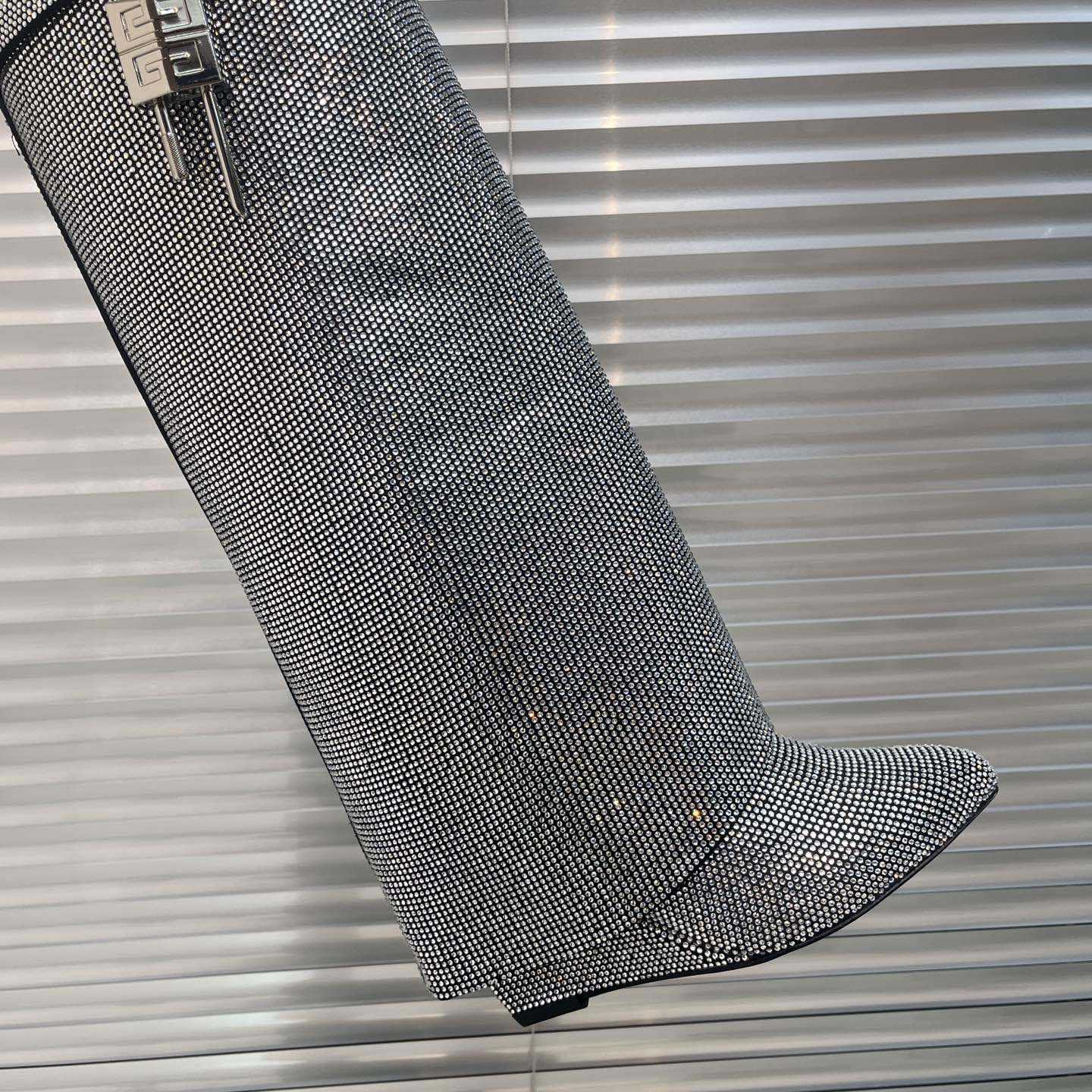 Givenchy Shark Lock Leather Knee-high Boots - DesignerGu