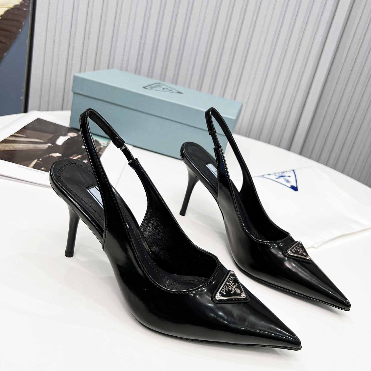 Prada Brushed Leather Slingback Pumps Prada Brushed Leather Slingback Pumps - DesignerGu