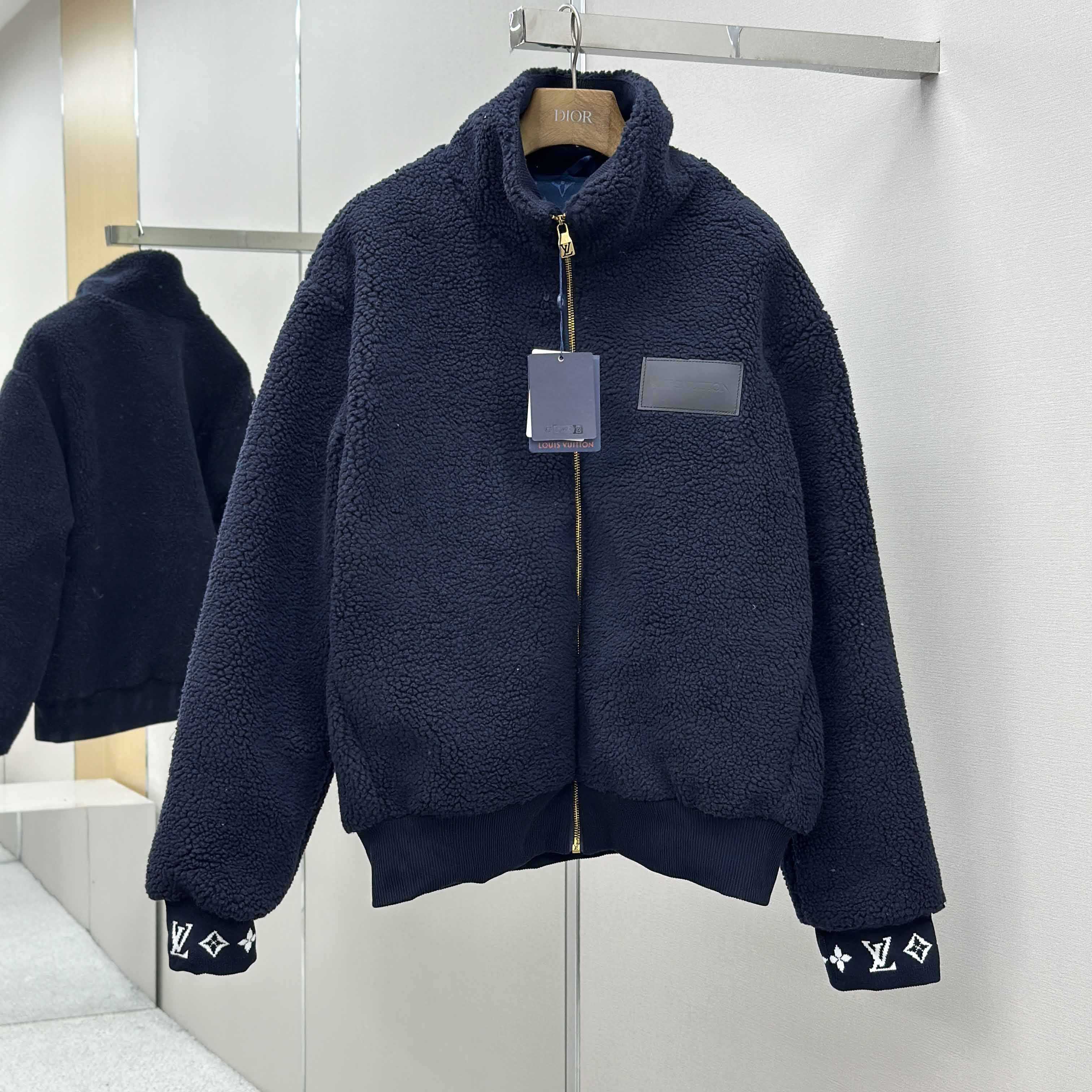 Louis Vuitton Leather Patch Fleece Blouson   1AGLXL Louis Vuitton Leather Patch Fleece Blouson   1AGLXL - DesignerGu