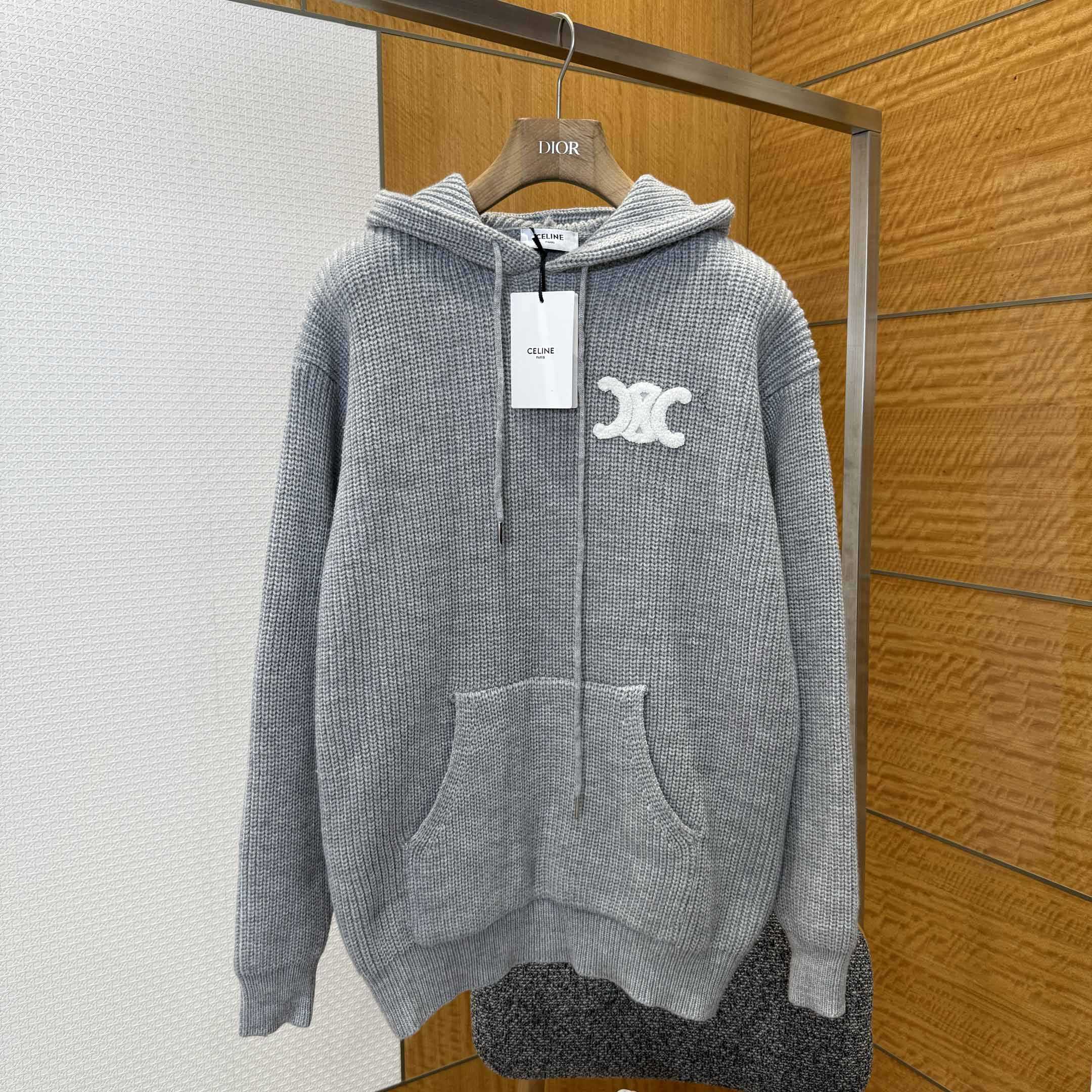 Celine Hooded Sweater In Ribbed Wool Celine Hooded Sweater In Ribbed Wool - DesignerGu
