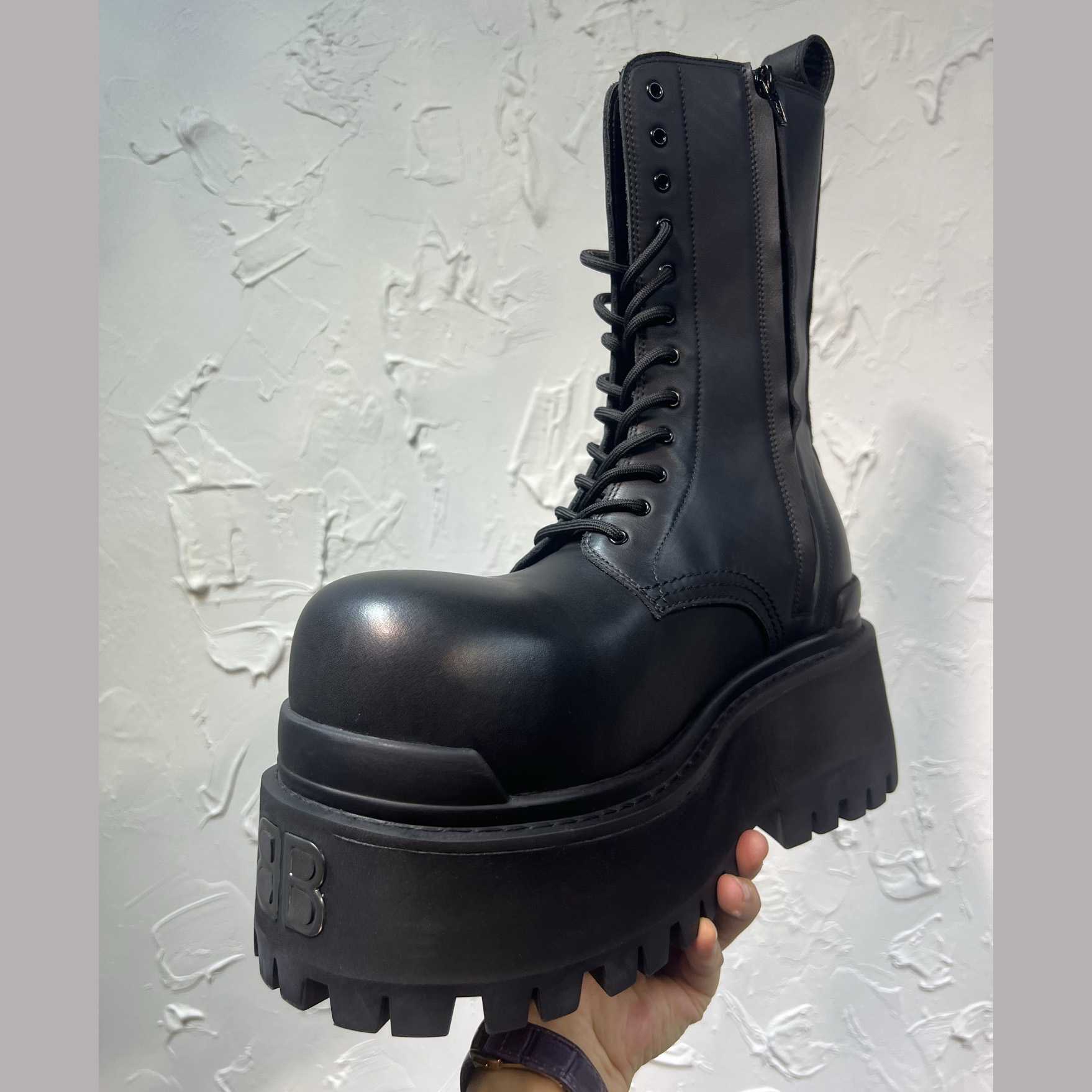 Balenciaga Strike Platform Bootie In Black - DesignerGu