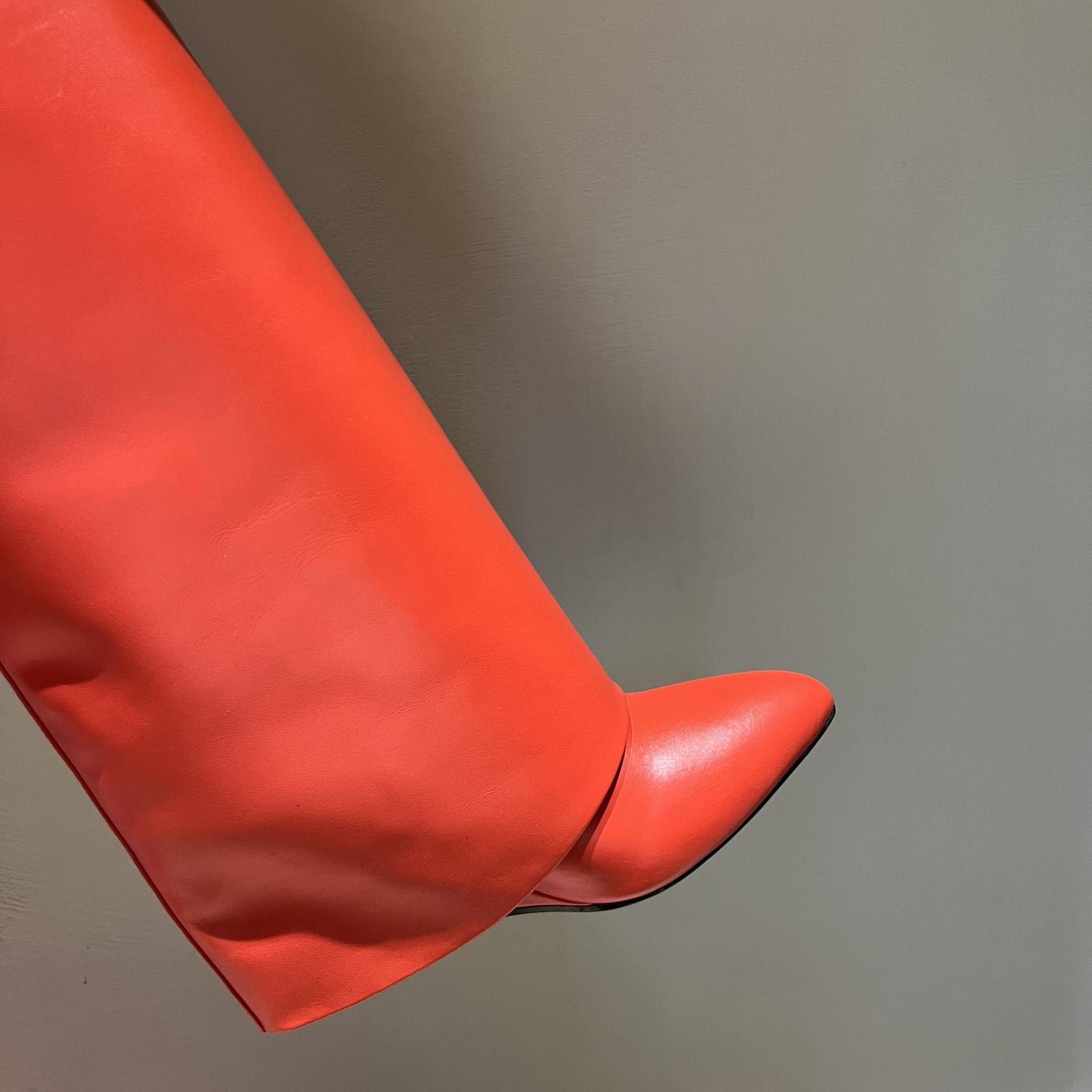 Givenchy Shark Lock Leather Knee-high Boots - DesignerGu