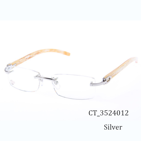 Cartier CT_3524012 White Buffalo Eyeglasses In Silver - DesignerGu