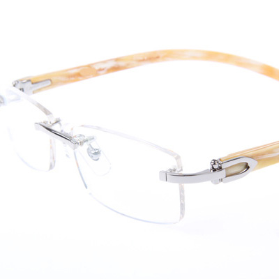 Cartier CT_3524012 White Buffalo Eyeglasses In Silver - DesignerGu