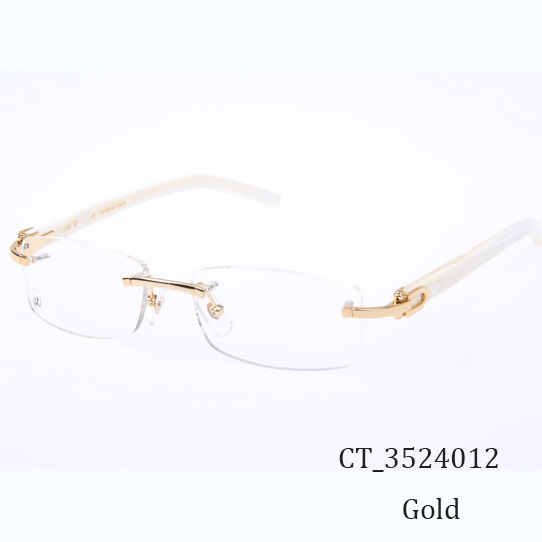 Cartier CT_3524012 White Buffalo Eyeglasses In Gold - DesignerGu