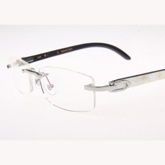 Cartier CT_3524012 White Mix Black Buffalo Eyeglasses In Silver - DesignerGu