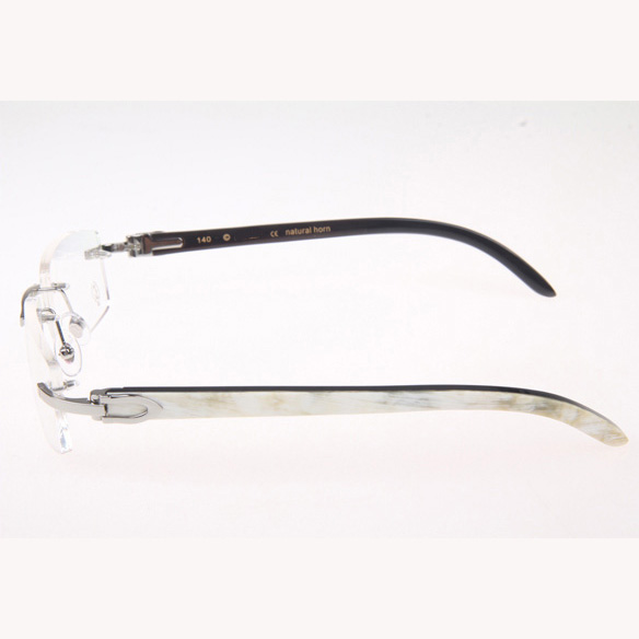 Cartier CT_3524012 White Mix Black Buffalo Eyeglasses In Silver - DesignerGu