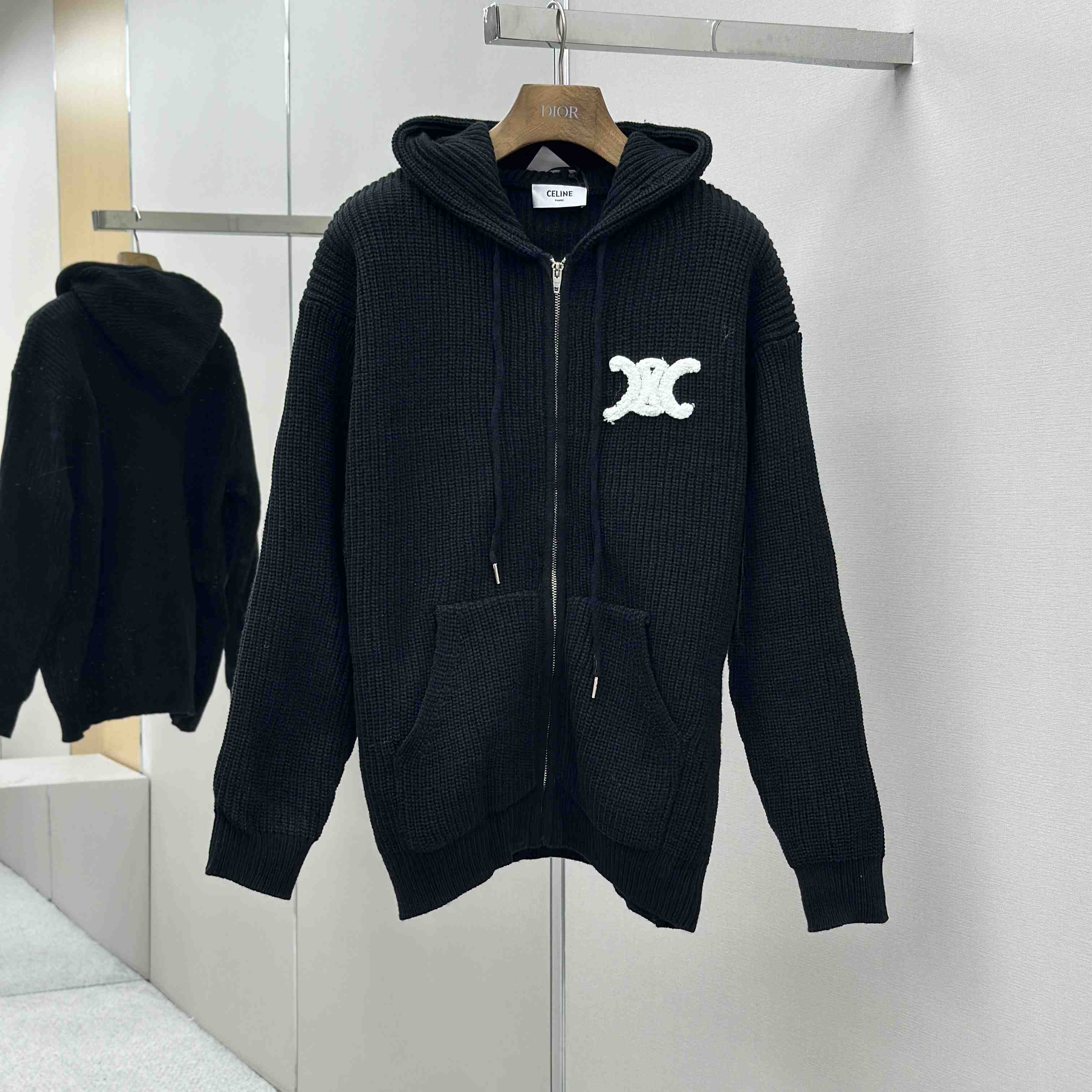 Celine Hooded Cardigan In Ribbed Wool - DesignerGu