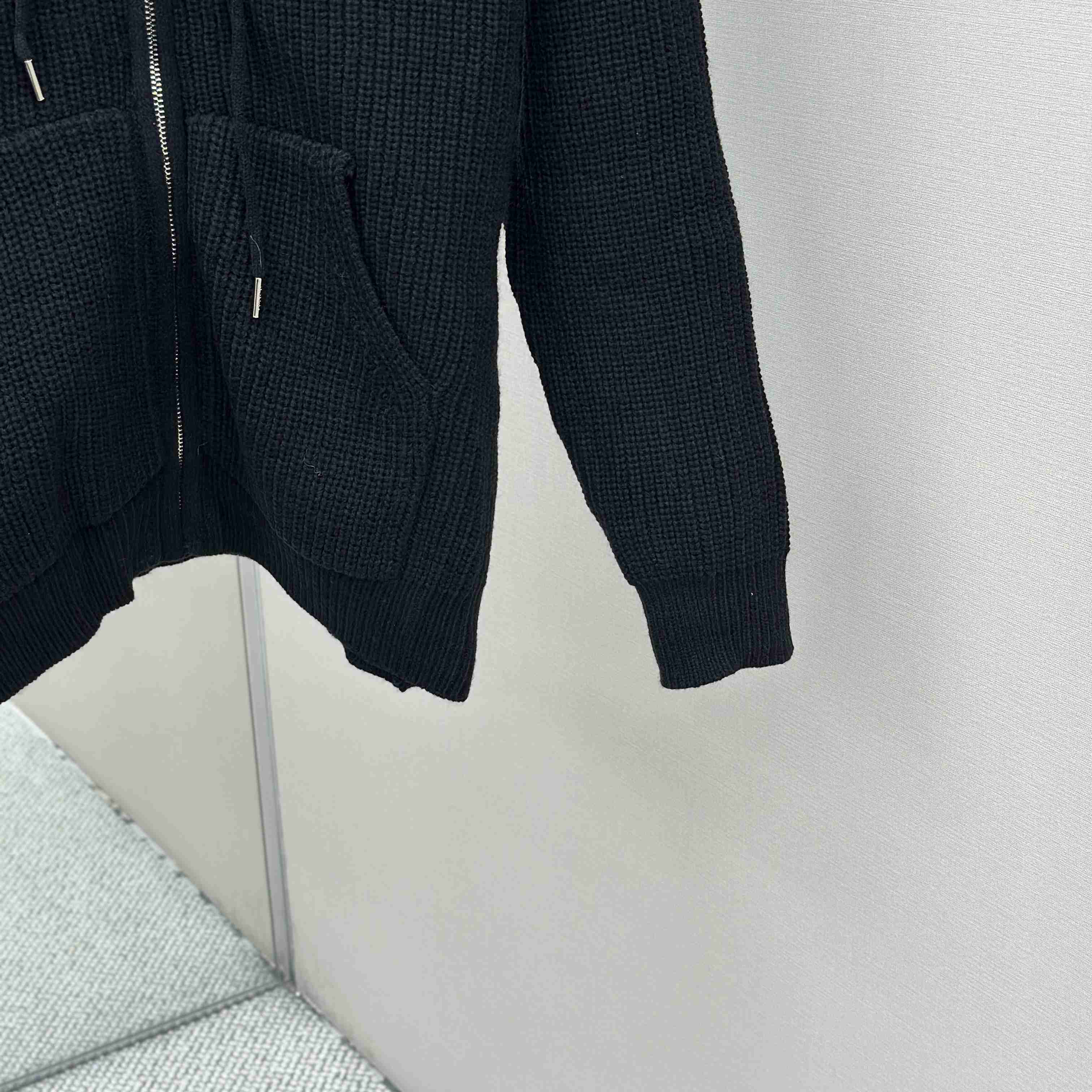 Celine Hooded Cardigan In Ribbed Wool - DesignerGu