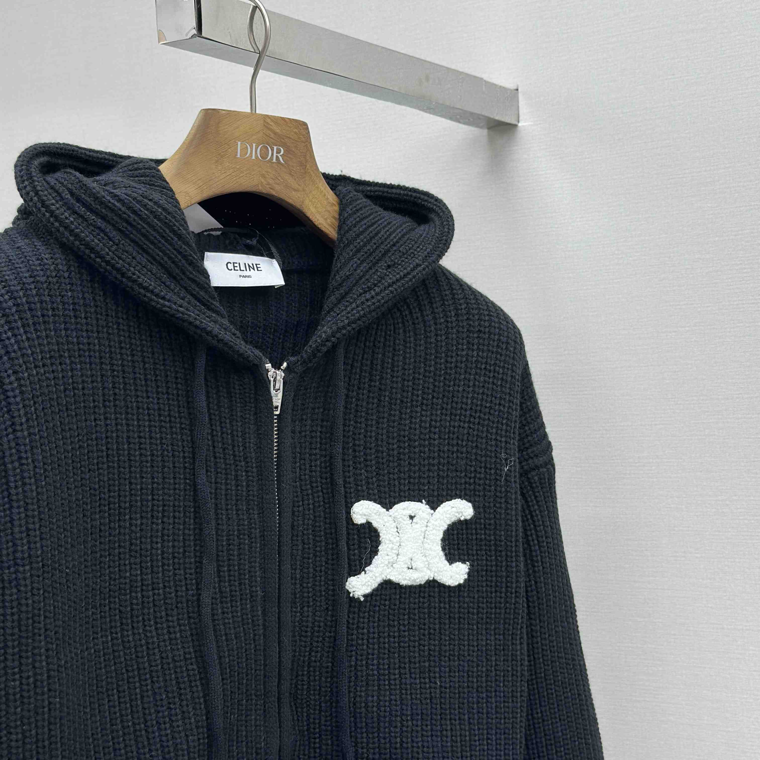Celine Hooded Cardigan In Ribbed Wool - DesignerGu