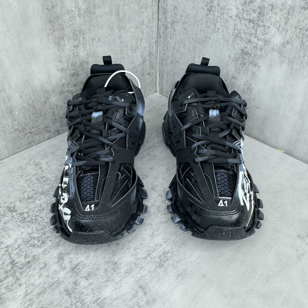 Balenciaga Track Signature Sneaker In Black And White - DesignerGu