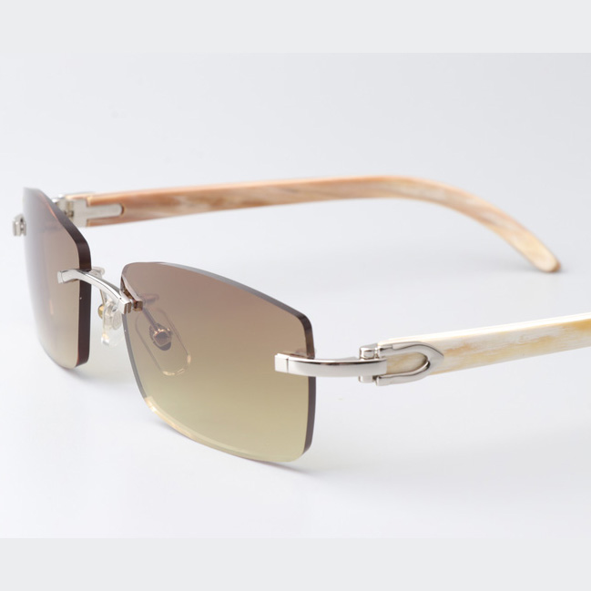 Cartier CT_3524012 White Buffalo Sunglasses In Silver Brown - DesignerGu