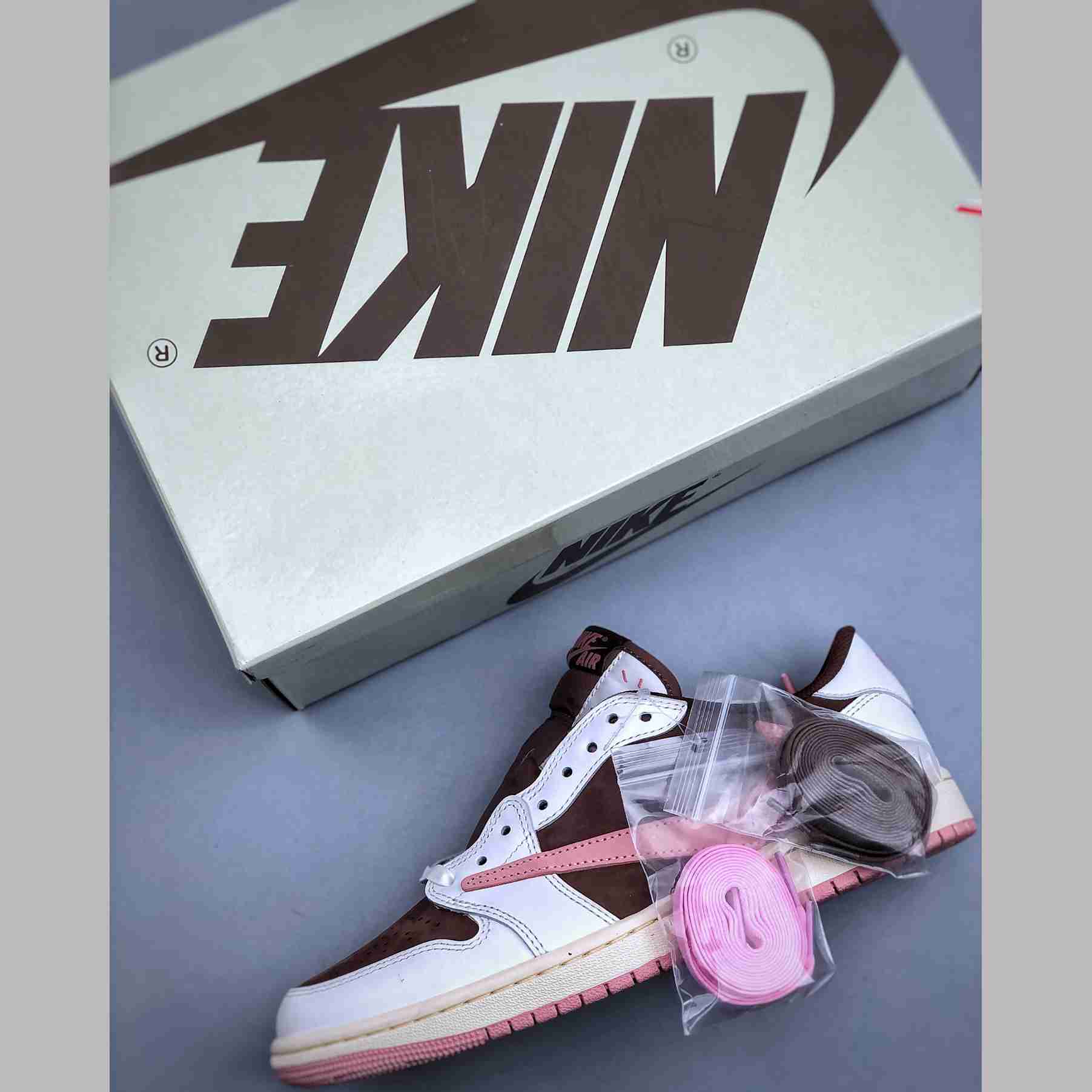 Travis Scott x Air Jordan 1 Low OG “Pink Reverse Swoosh” – Style Code DZ4137-206 - DesignerGu