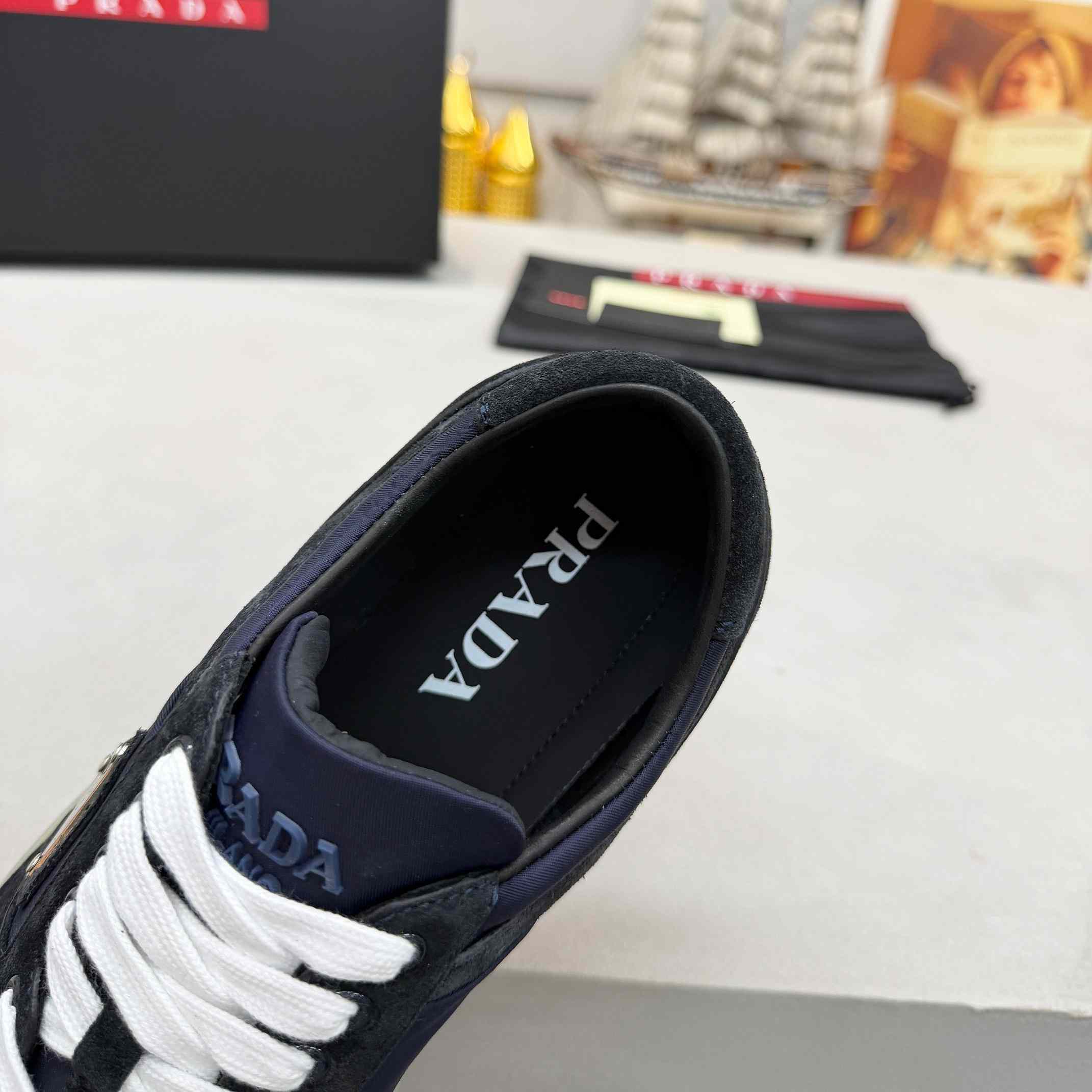 Prada Downtown Eyelets-detail Suede Sneakers - DesignerGu