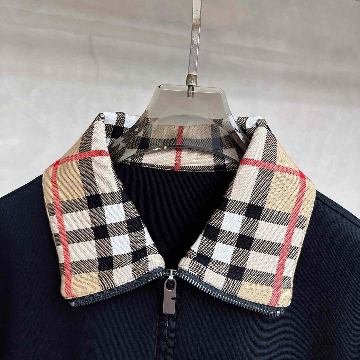 Burberry Check Collar Cotton Half-zip Sweatshirt - DesignerGu