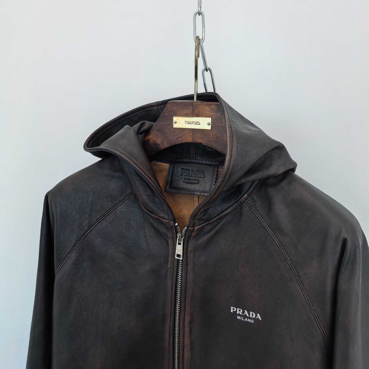 Prada Nappa Leather Hoodie Jacket - DesignerGu