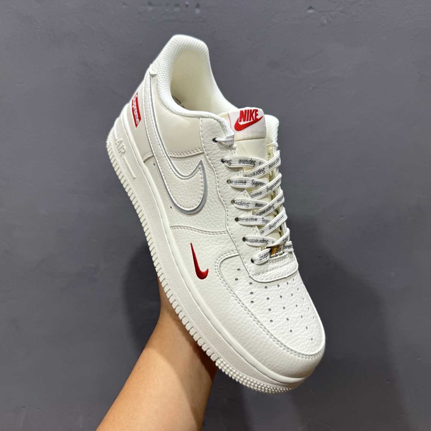 Supreme x Nike Air Force 1 ’07 Low “Sail / Red” – CS5288-052 - DesignerGu