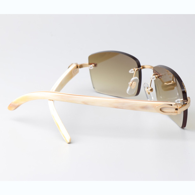 Cartier CT_3524012 White Buffalo Sunglasses In Gold Brown - DesignerGu