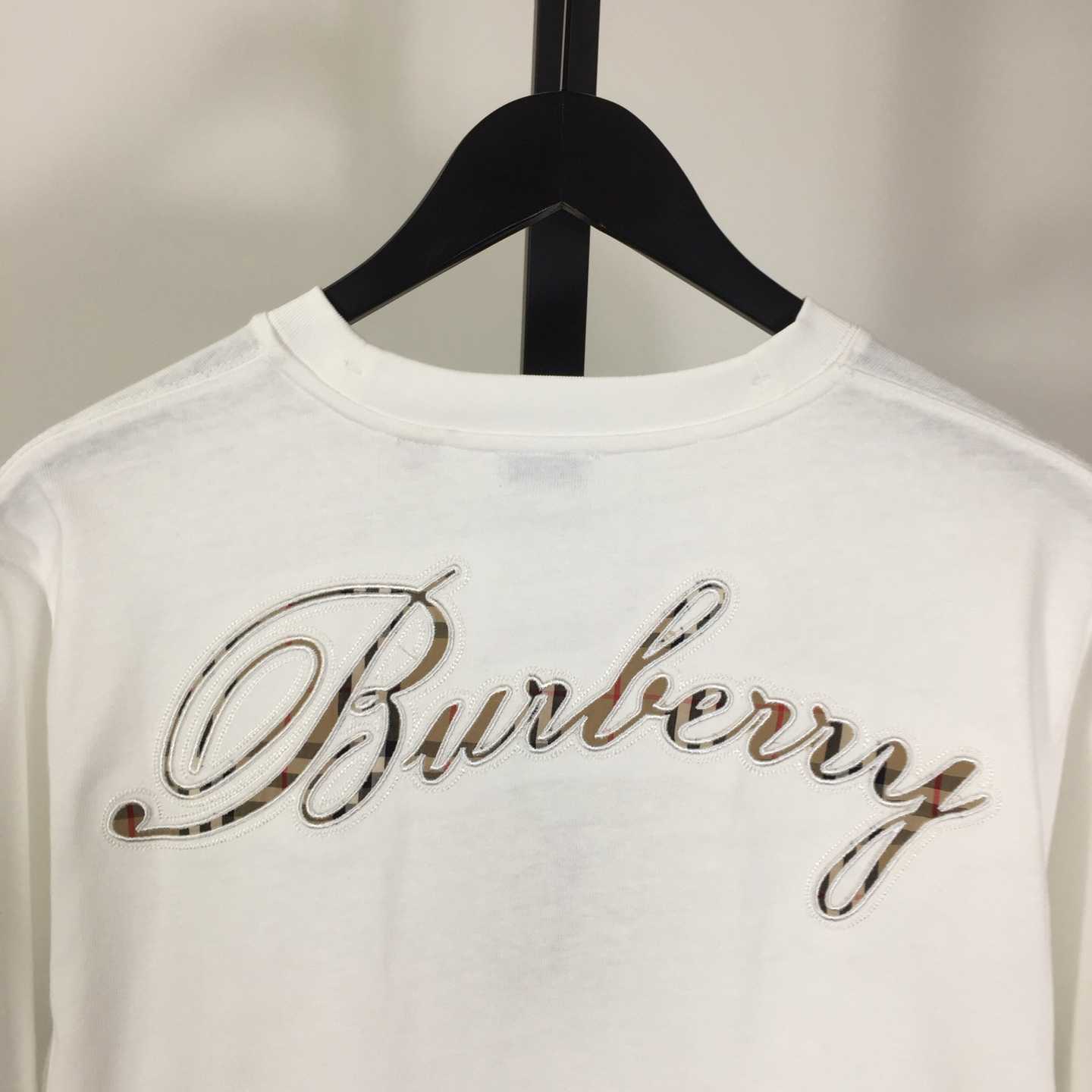 Burberry Check Cursive Logo Cotton T-shirt - DesignerGu