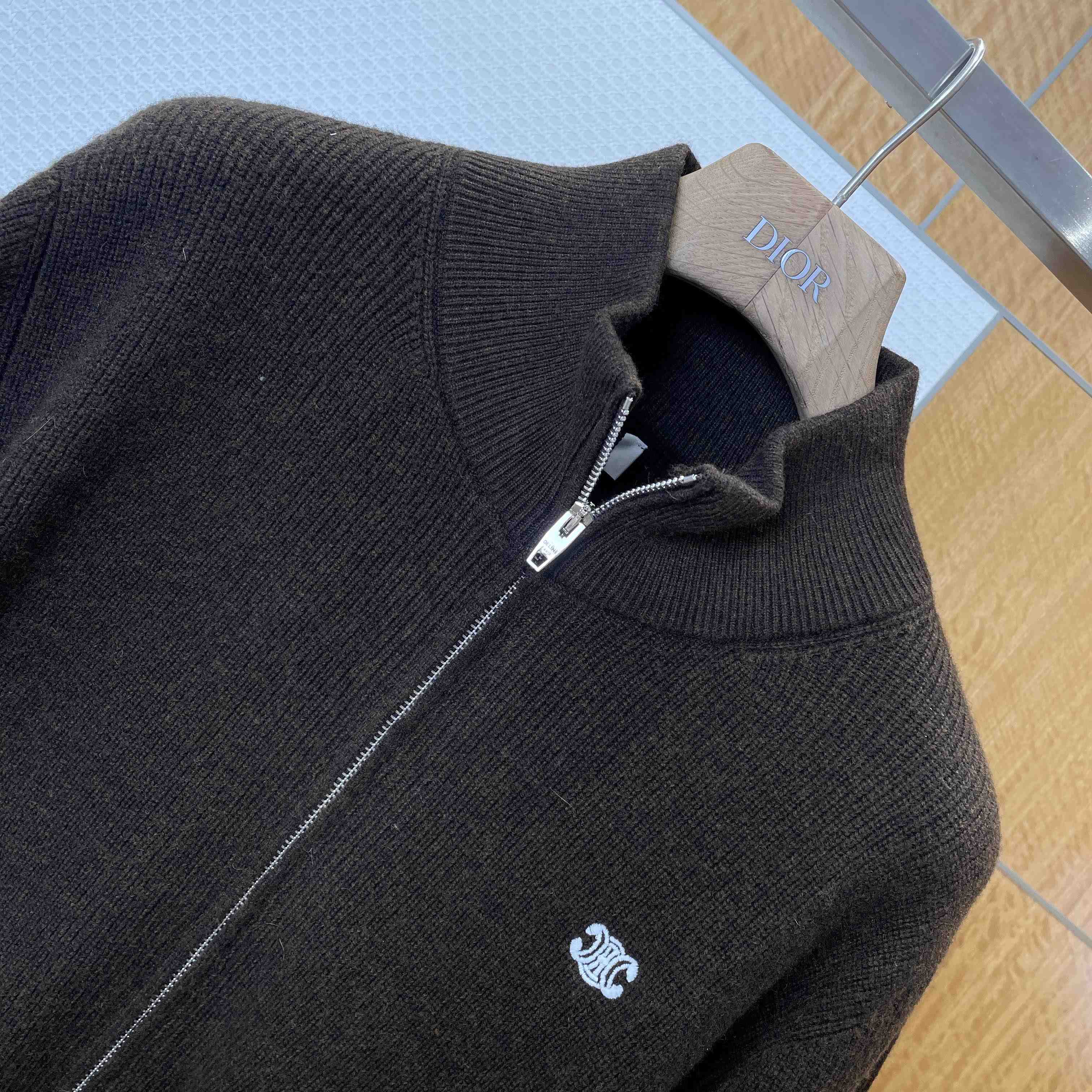 Celine Triomphe Trucker Sweater In Ribbed Wool - DesignerGu