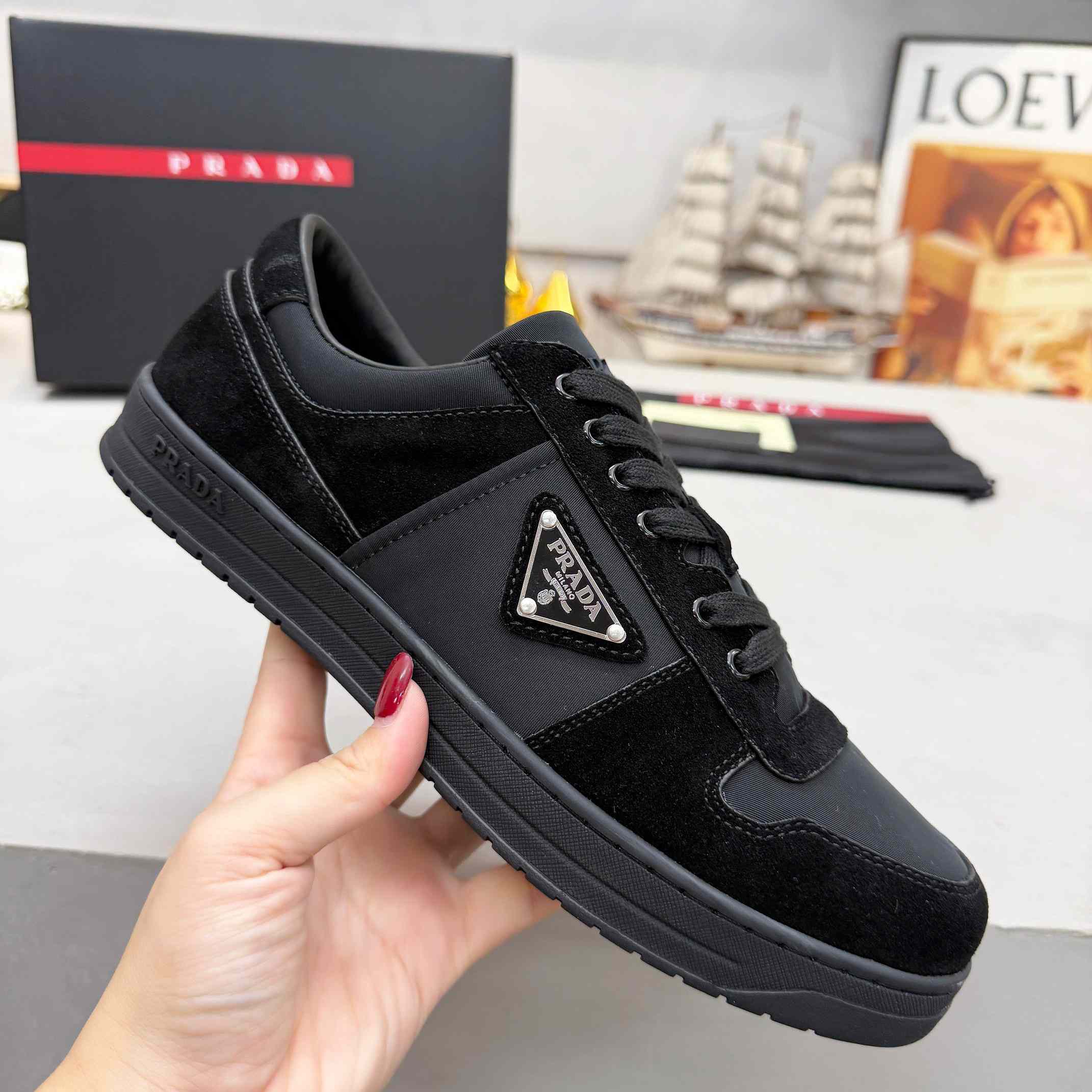 Prada Downtown Re-Nylon And Suede Sneakers - DesignerGu