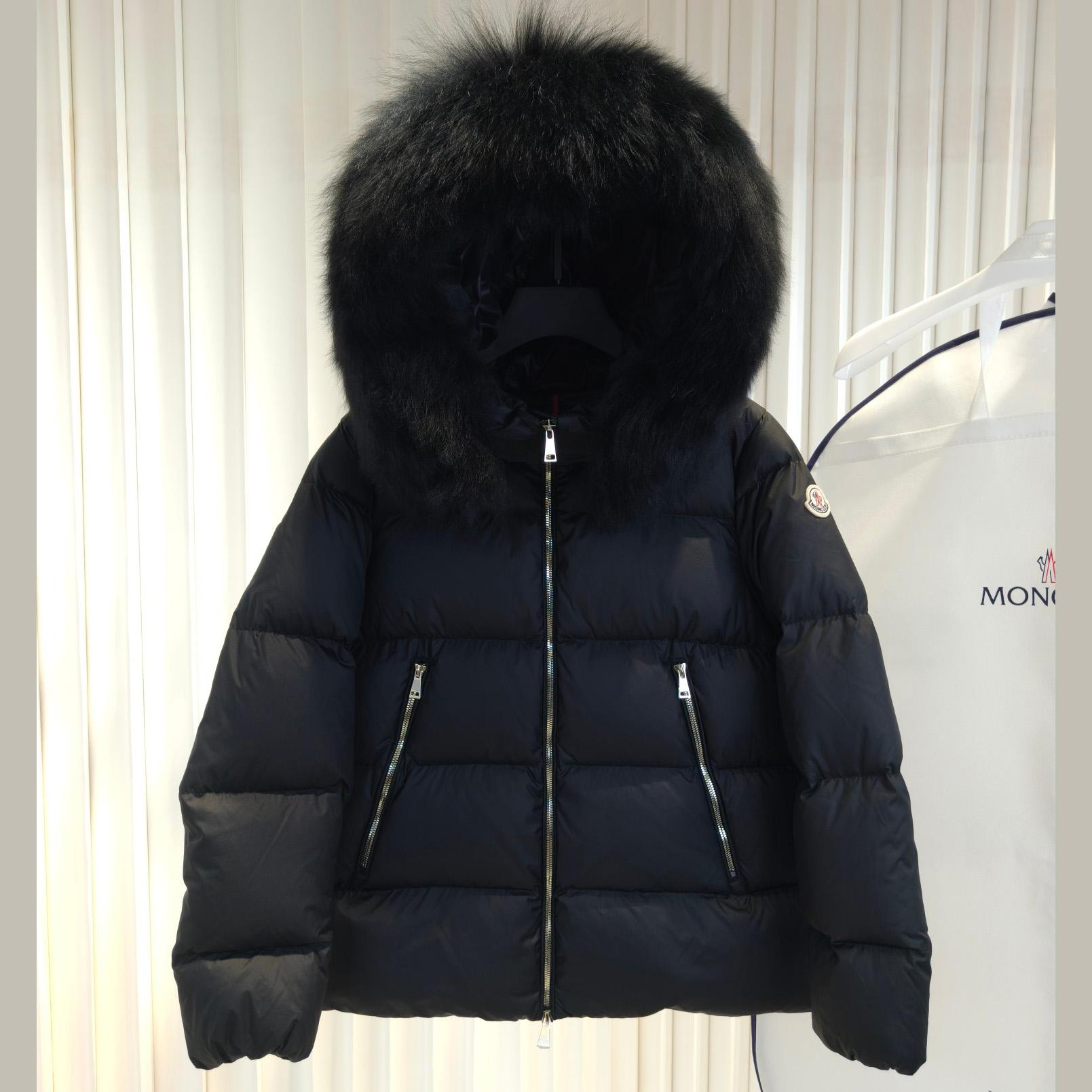 Moncler Laichefur Hooded Shearling-Trimmed Short Down Jacket - DesignerGu