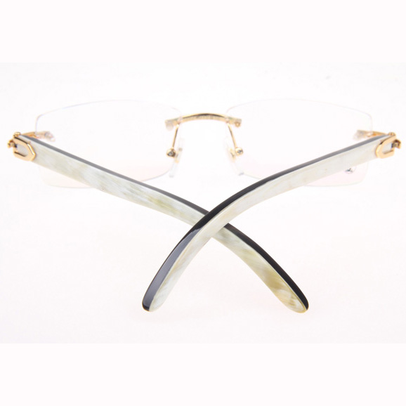 Cartier CT_3524012 White Mix Black Buffalo Eyeglasses In Gold - DesignerGu