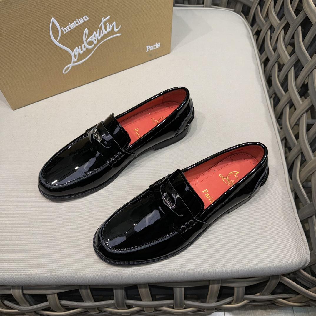Christian Louboutin Penny Loafers - Patent calf leather - Black - DesignerGu