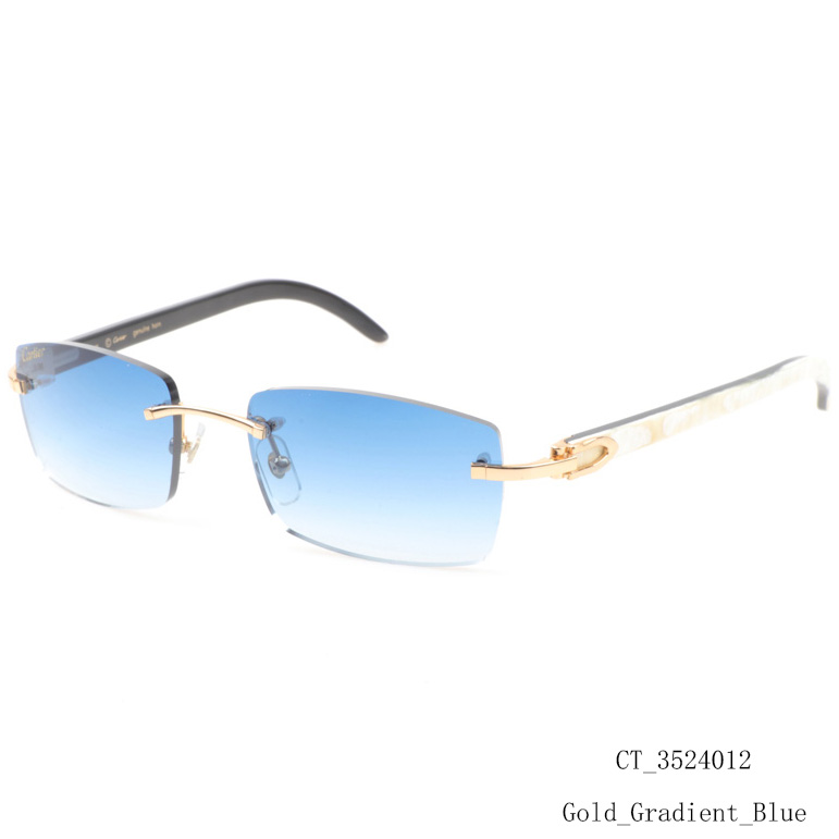 Cartier CT_3524012 White Mix Black Buffalo Sunglasses In Gradient Blue - DesignerGu