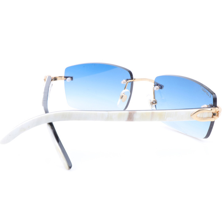 Cartier CT_3524012 White Mix Black Buffalo Sunglasses In Gradient Blue - DesignerGu