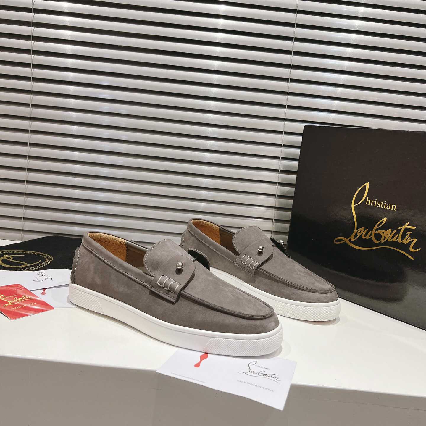 Christian Louboutin Boat Shoes - Reversed nubuck leather - DesignerGu