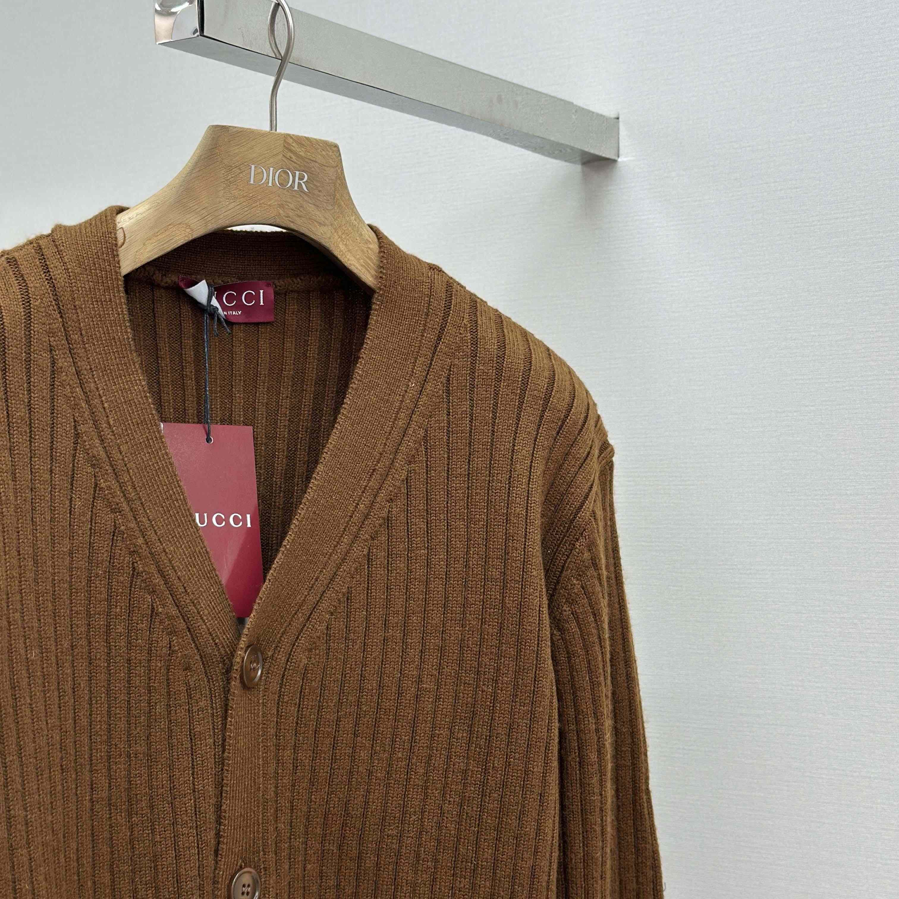 Gucci Rib Wool Cashmere Knit Cardigan - DesignerGu