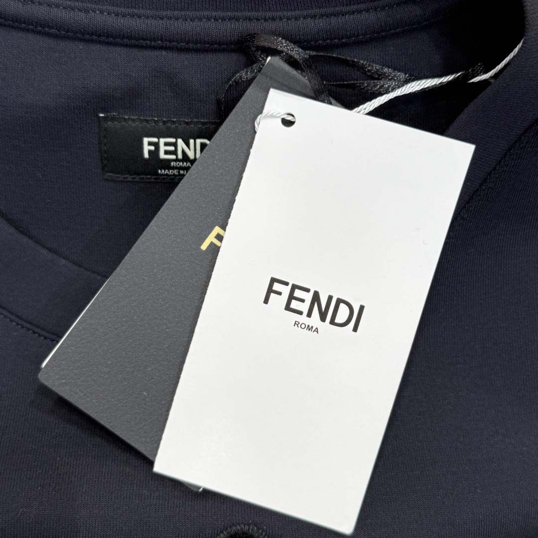 Fendi Dark Blue Cotton T-shirt - DesignerGu