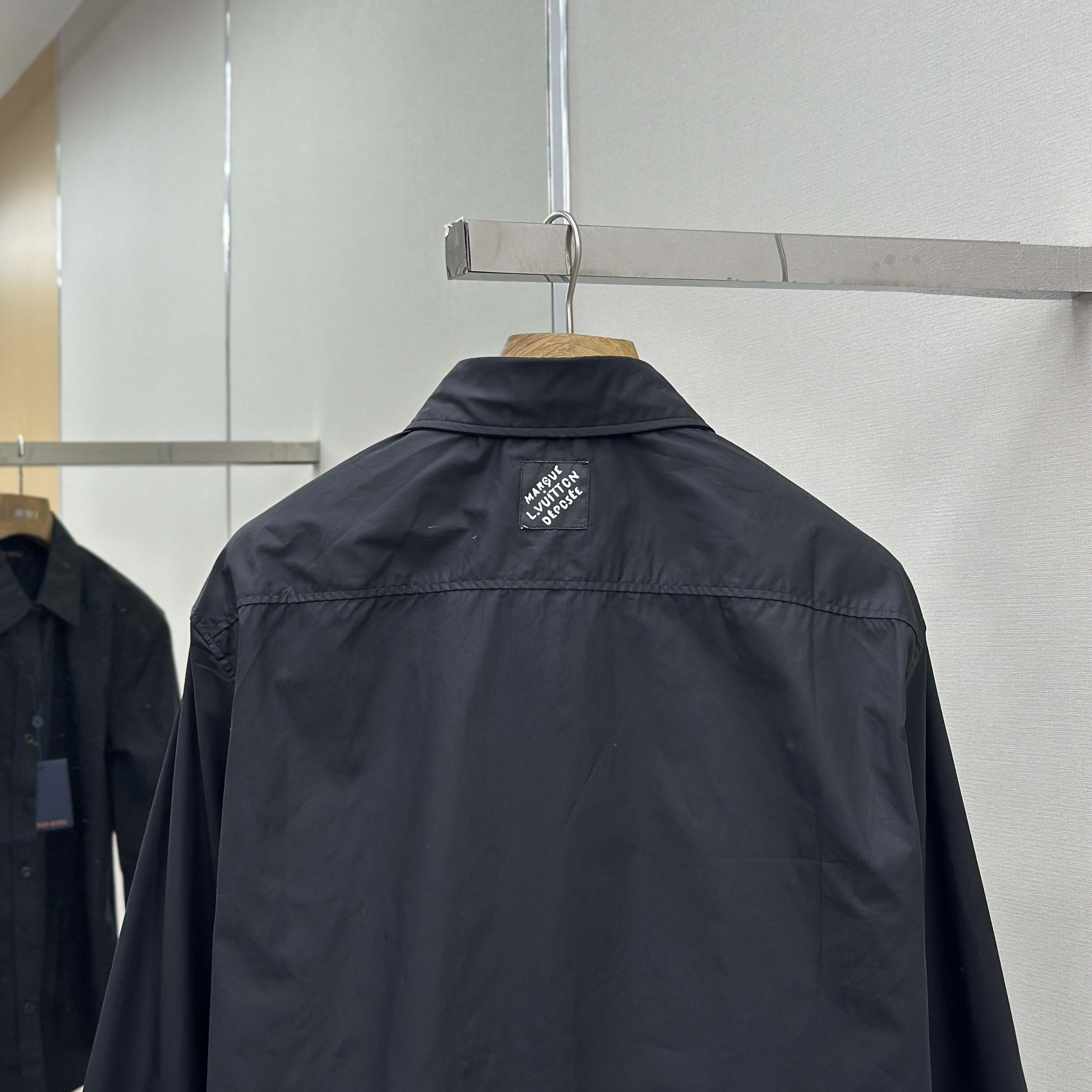 Louis Vuitton Embossed Signature Long-Sleeved Cotton Shirt    - DesignerGu