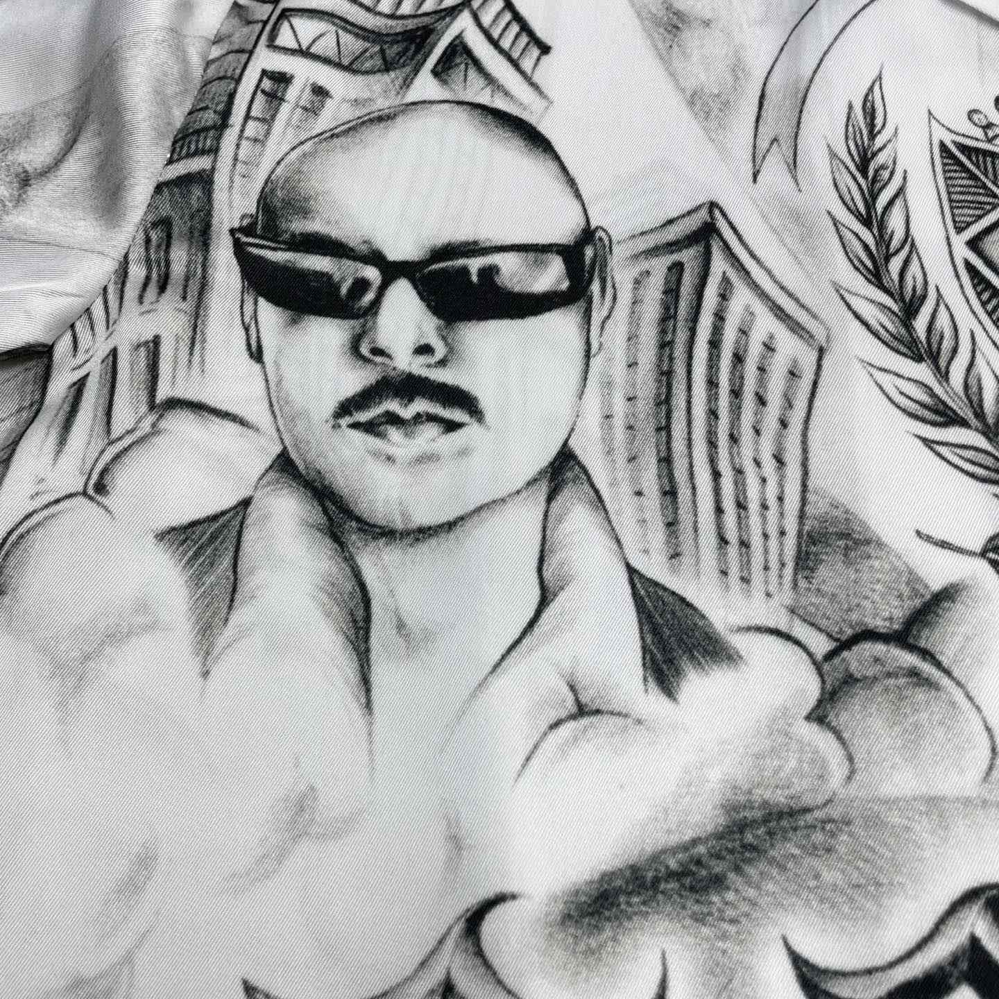 Casablanca Tattoo Long Sleeve Silk Shirt   CA3549 - DesignerGu