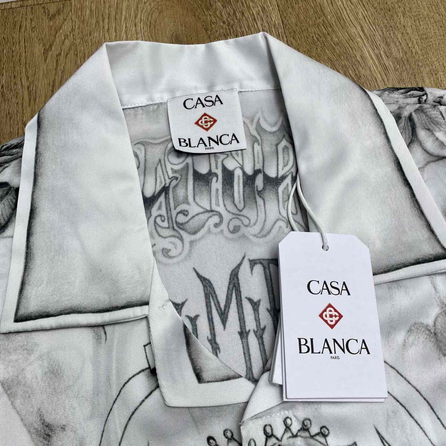 Casablanca Tattoo Long Sleeve Silk Shirt   CA3549 - DesignerGu