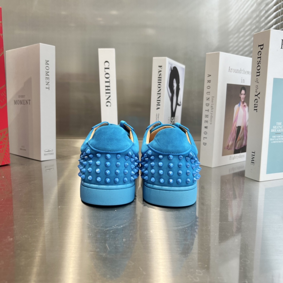 Christian Louboutin Louis Junior Spikes Orlato Flat 'Blue' - DesignerGu
