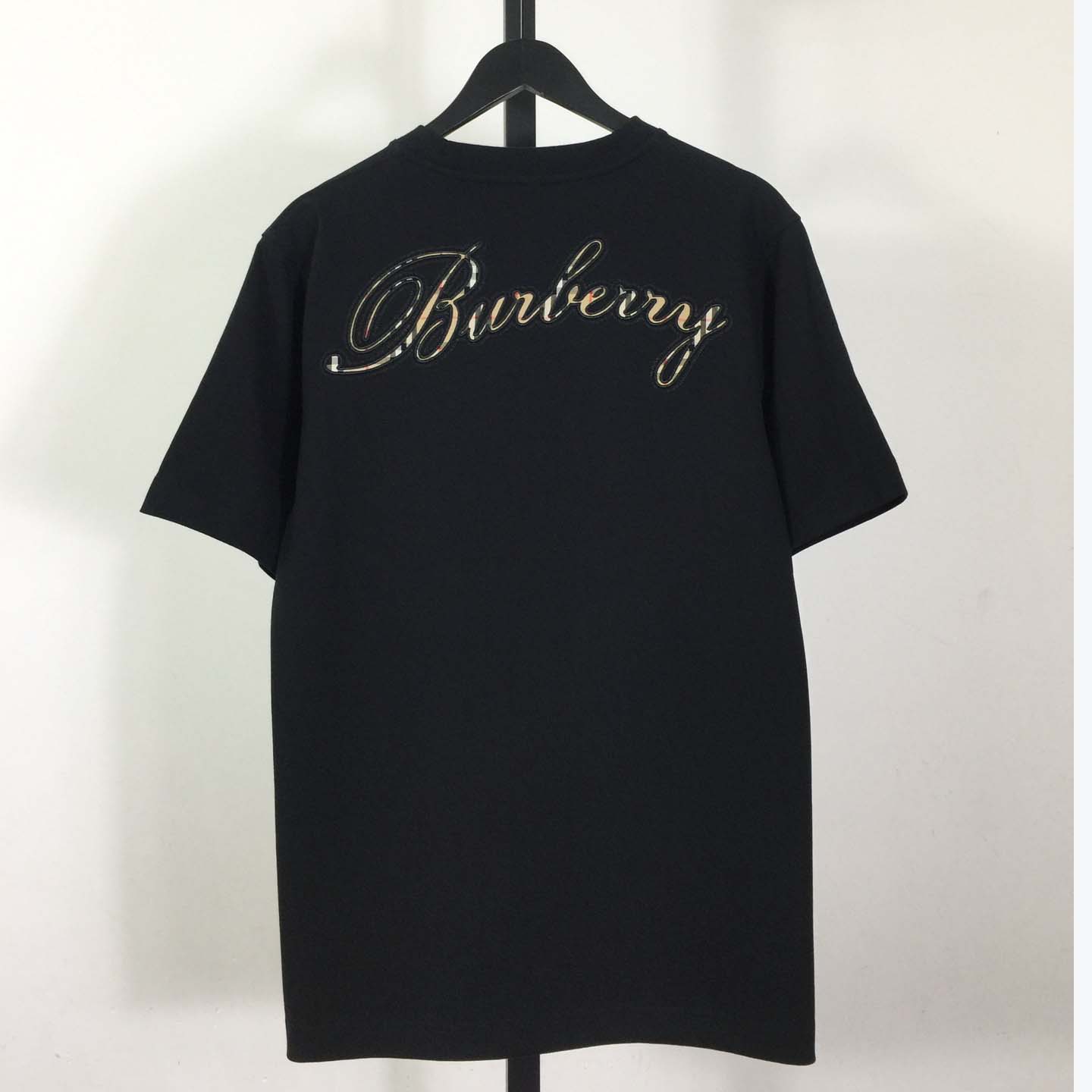 Burberry Check Cursive Logo Cotton T-shirt - DesignerGu