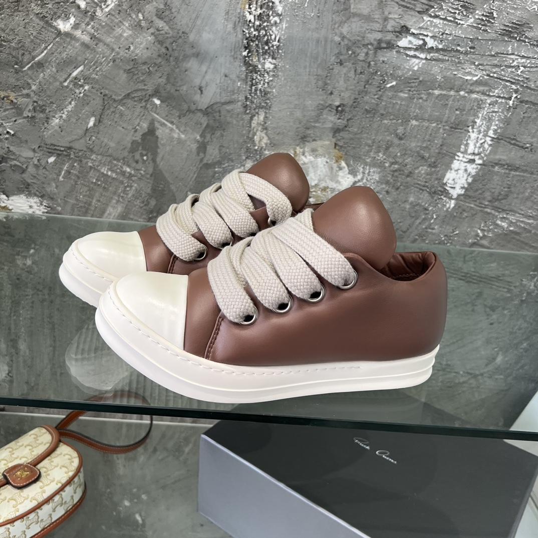 Rick Owens Lace-up Leather Sneakers  - DesignerGu