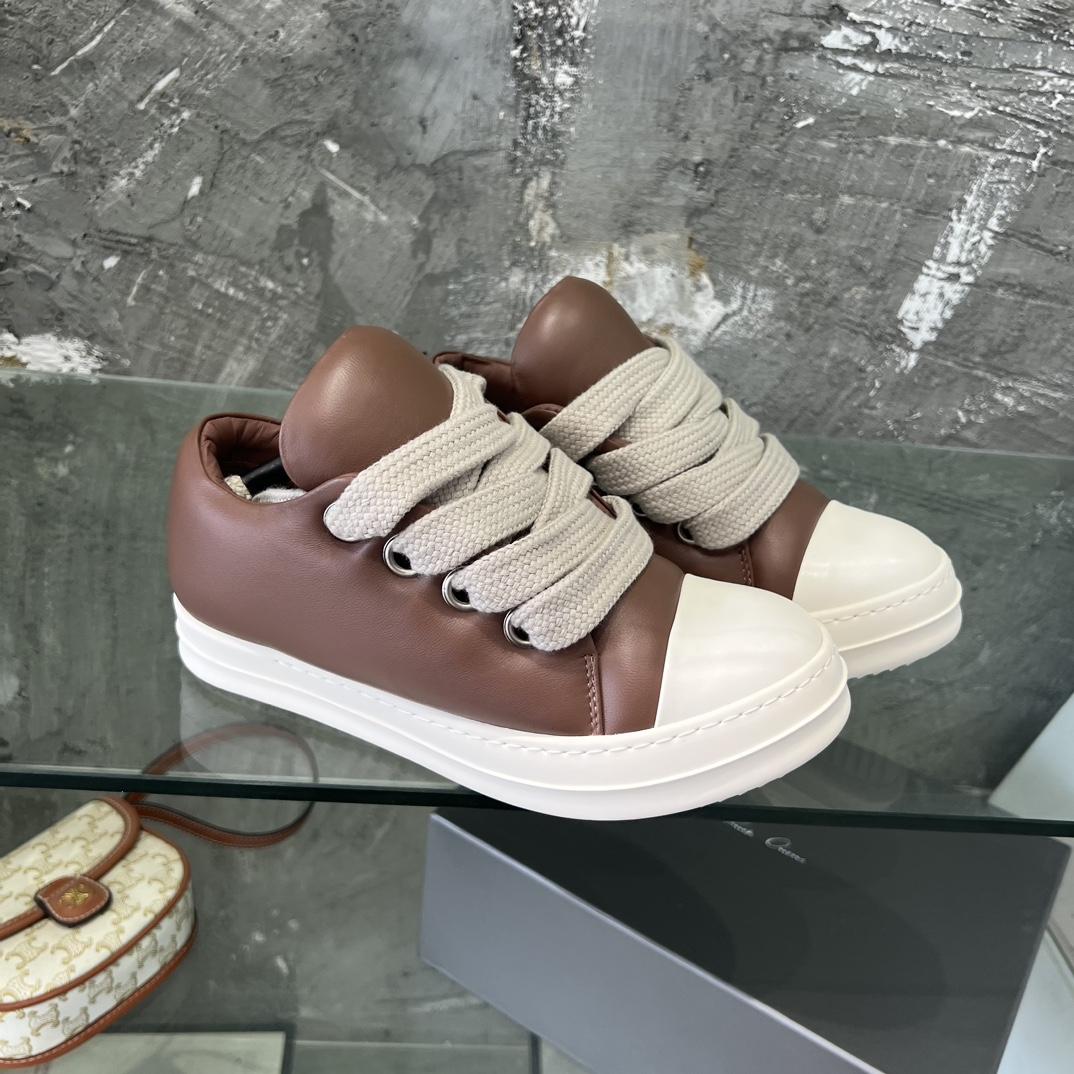 Rick Owens Lace-up Leather Sneakers  - DesignerGu